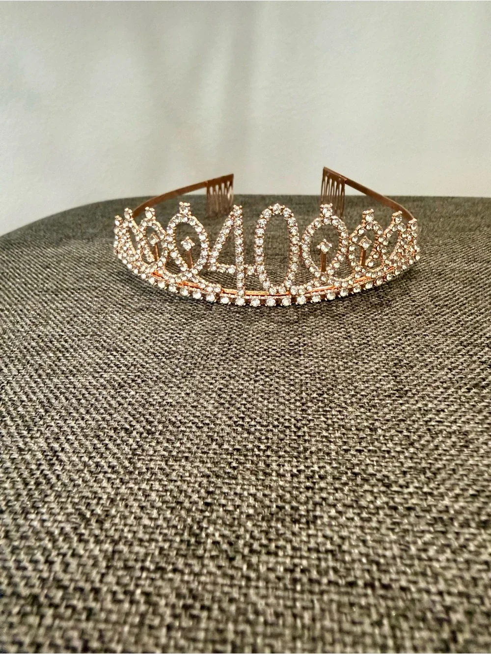 40 Rhinestone Tiara Headband - Rose Gold Birthday Crown